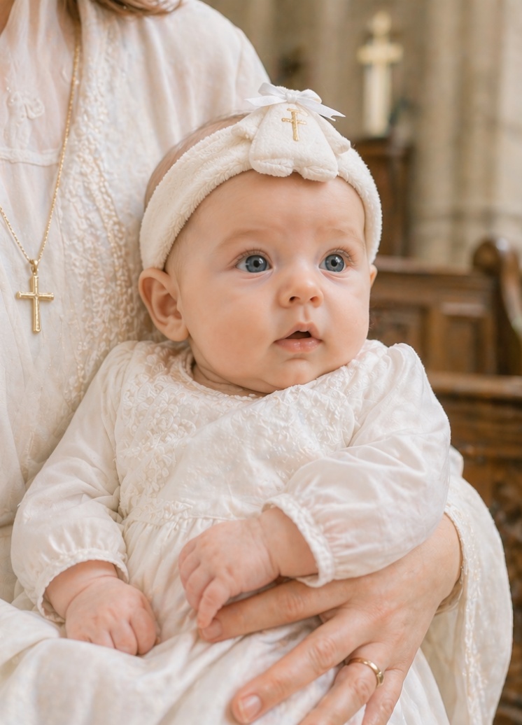 Wholesale OEM White Baby Christening Detachable Doll Headband for Baptism Boutique Collections