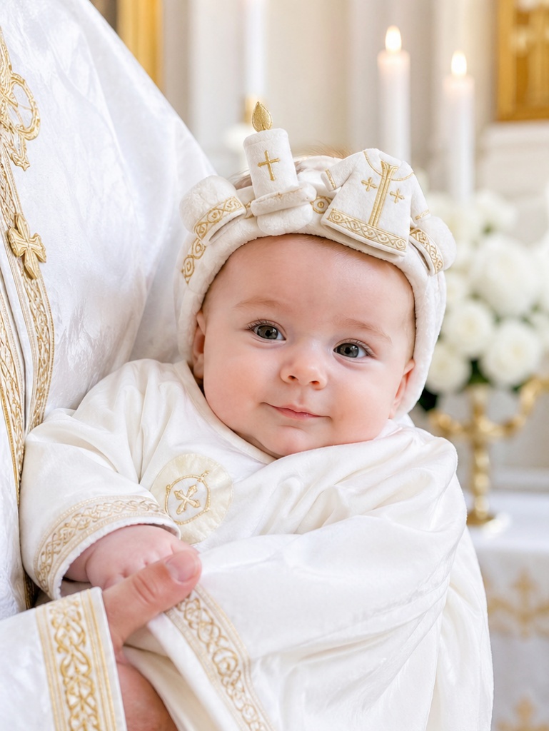 Wholesale Custom Detachable Baptism Doll Baby Headband with Embroidered Cross & Soft Stretch Band