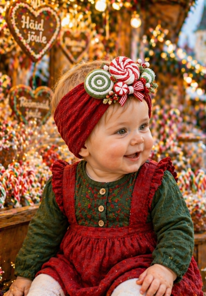 Wholesale Winter Christmas Market Candy Series Baby Headband for Boutique Holiday Collections