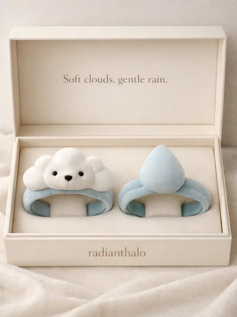 Coffret cadeau bebe en gros avec bandeaux peluche nuage et goutte - accessoire doux pour photo, boutique et box naissance