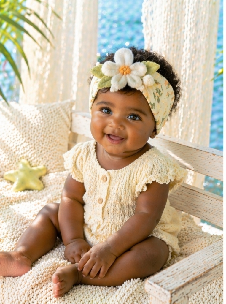 Wholesale Baby Girl Detachable Plush Daisy Floral Headband Soft Stretch Boutique Hair Accessory
