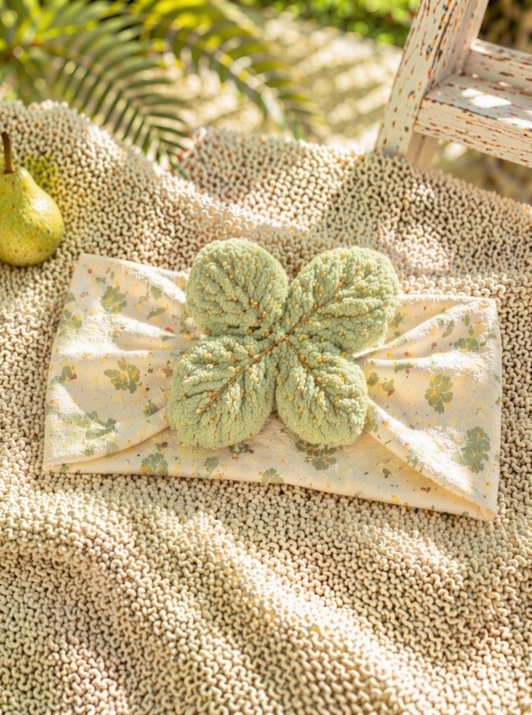 Boutique Baby Girl Plush Clover Floral Headband Detachable Soft Stretch Hair Accessory Wholesale