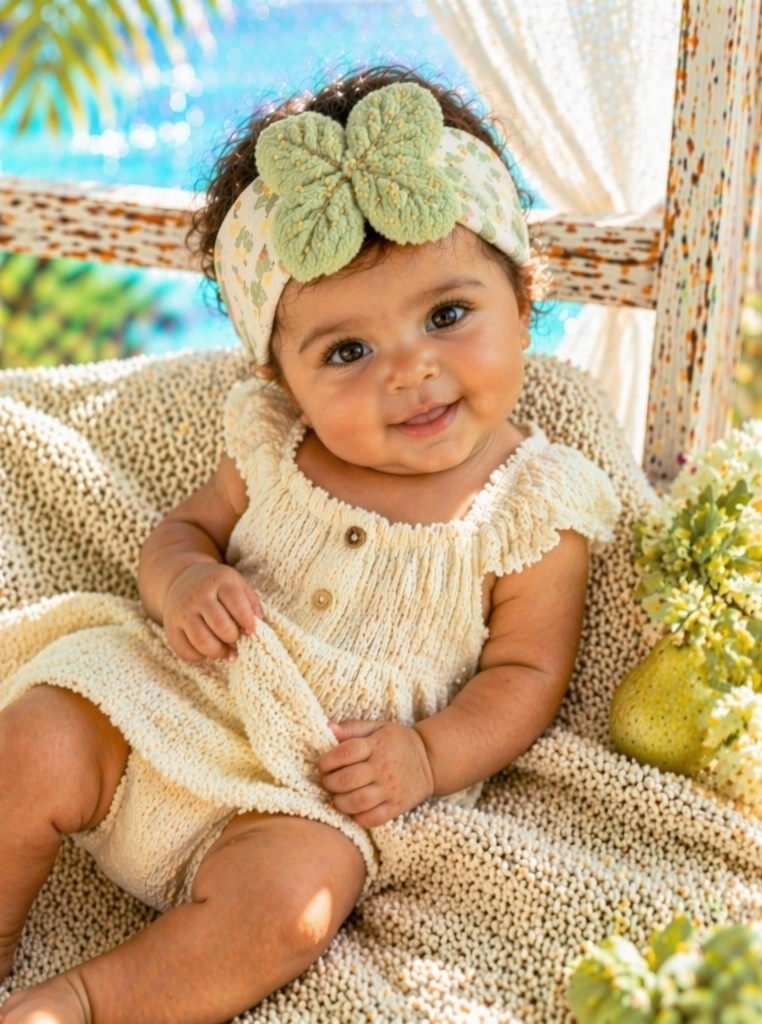 Boutique Baby Girl Plush Clover Floral Headband Detachable Soft Stretch Hair Accessory Wholesale