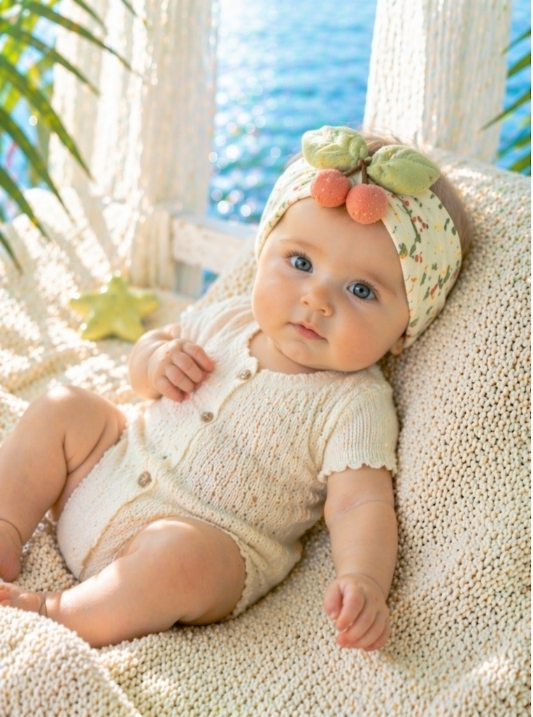 Wholesale Baby Girl Plush Cherry Floral Headband Detachable Soft Stretch Boutique Hair Band