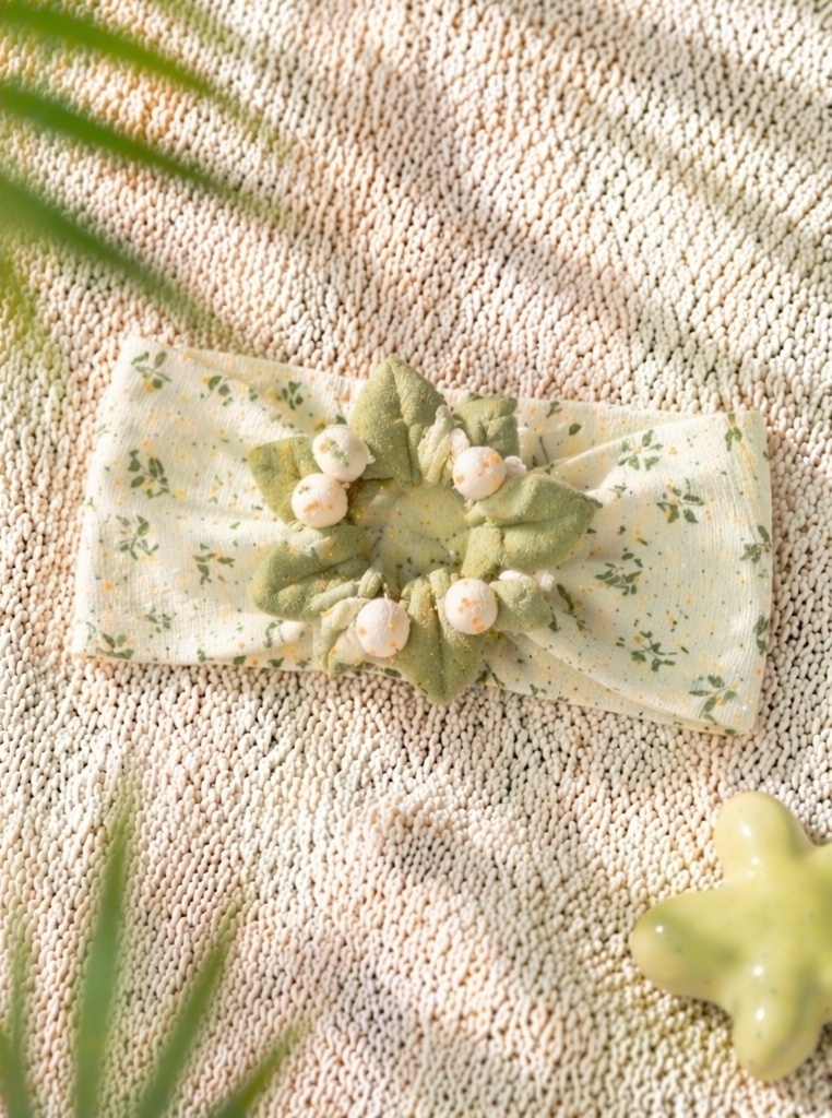 Wholesale Baby Detachable Plush Leaf Berry Floral Headband Soft Stretch Boutique Hair Accessory