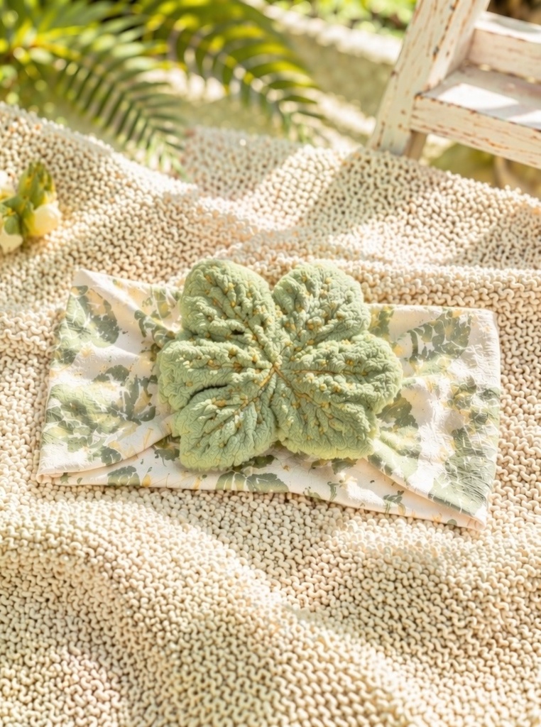 Wholesale Baby Girl Plush Green Leaf Floral Headband Detachable Boutique Soft Nylon Hair Band