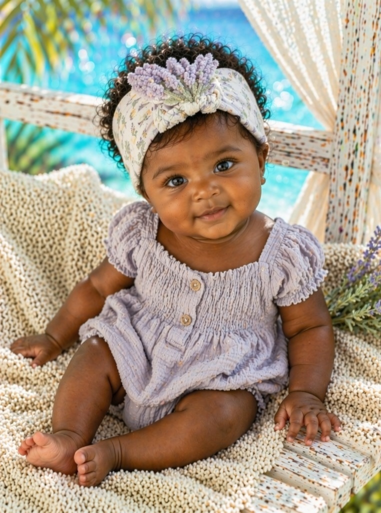 Faixa floral para bebê no atacado com buquê de lavanda de pelúcia removível, acessório de cabelo boutique macio e elástico