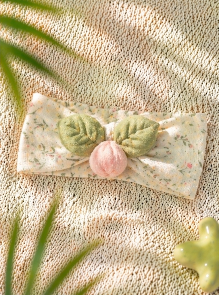 Wholesale Baby Girl Plush Peach Floral Headband Detachable Soft Stretch Boutique Hair Accessory