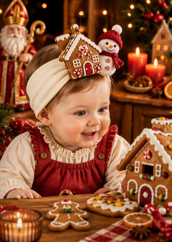 OEM ODM Wholesale Christmas Gingerbread House Snowman Baby Headband | Custom Manufacturer