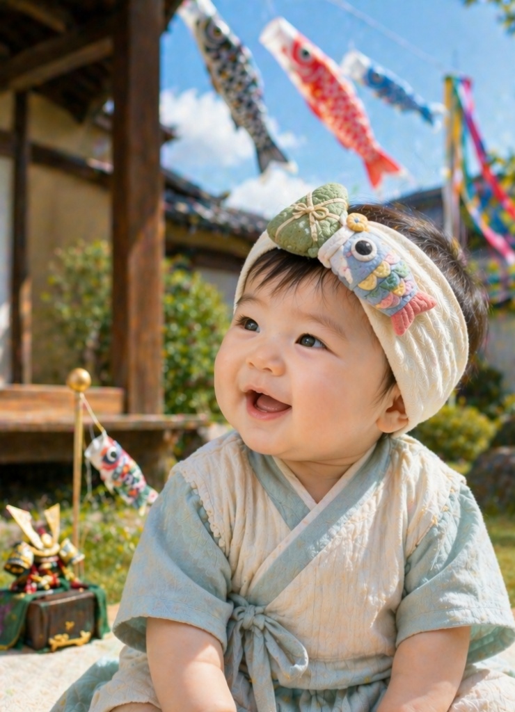 Japanese Koinobori Baby Bandana Headband Soft Stretchable Festival Hair Accessory OEM ODM Wholesale Manufacturer