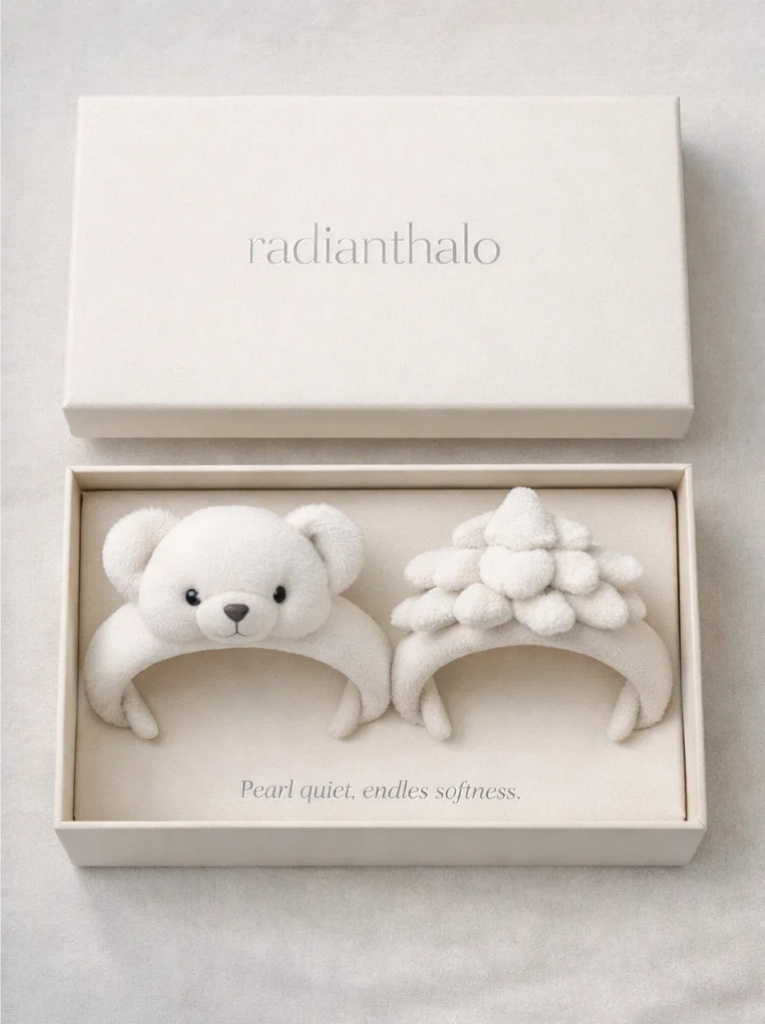 B2B Newborn Gift Box Set with Soft Plush Bear and Tree Headbands – Neutral Baby Boutique Accessory for Retail, Gifting and Private Label