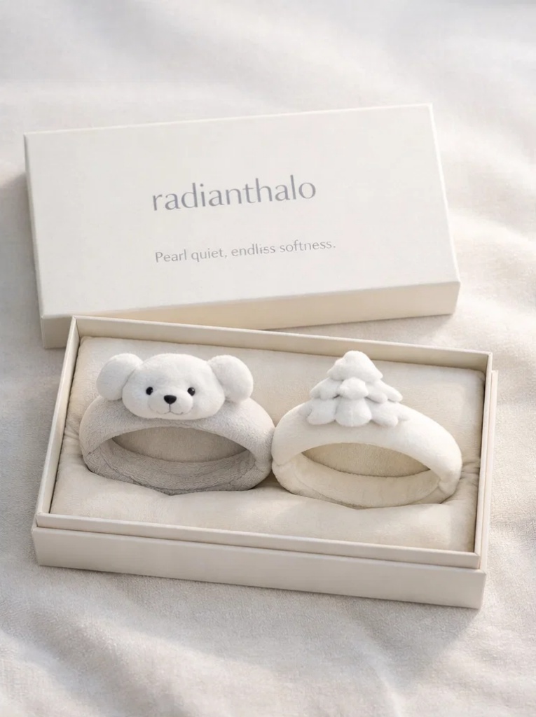 Wholesale Baby Gift Set with Plush Bear and Tree Headbands – Soft Neutral Newborn Styling for Boutiques, Gift Boxes and Photoshoots