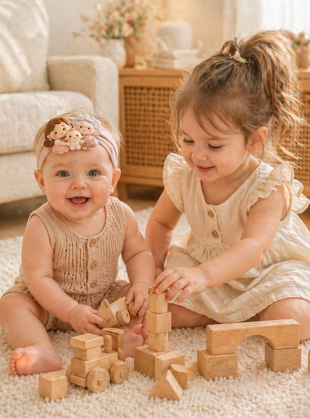 Bandeau bébé à poupées amovibles maman, bébé et grand-mère pour boutiques cadeaux