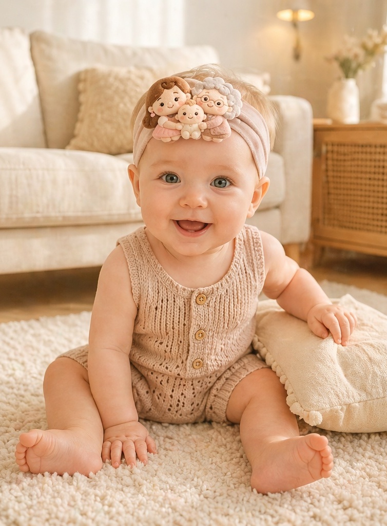 Bandeau bébé à poupées amovibles maman, bébé et grand-mère pour boutiques cadeaux