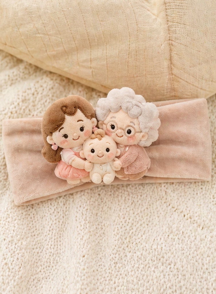 Bandeau bébé à poupées amovibles maman, bébé et grand-mère pour boutiques cadeaux