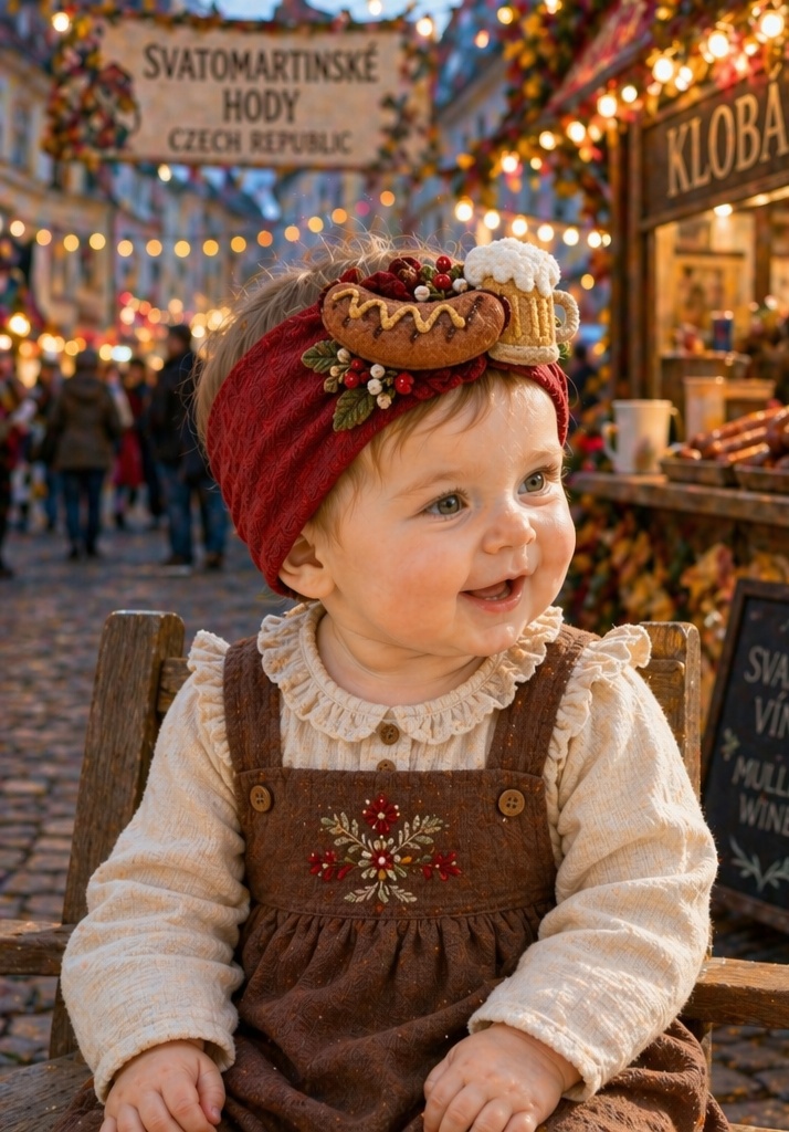 Wholesale OEM Custom Oktoberfest Baby Headband Supplier – Red Sausage & Beer Mug Holiday Headwrap