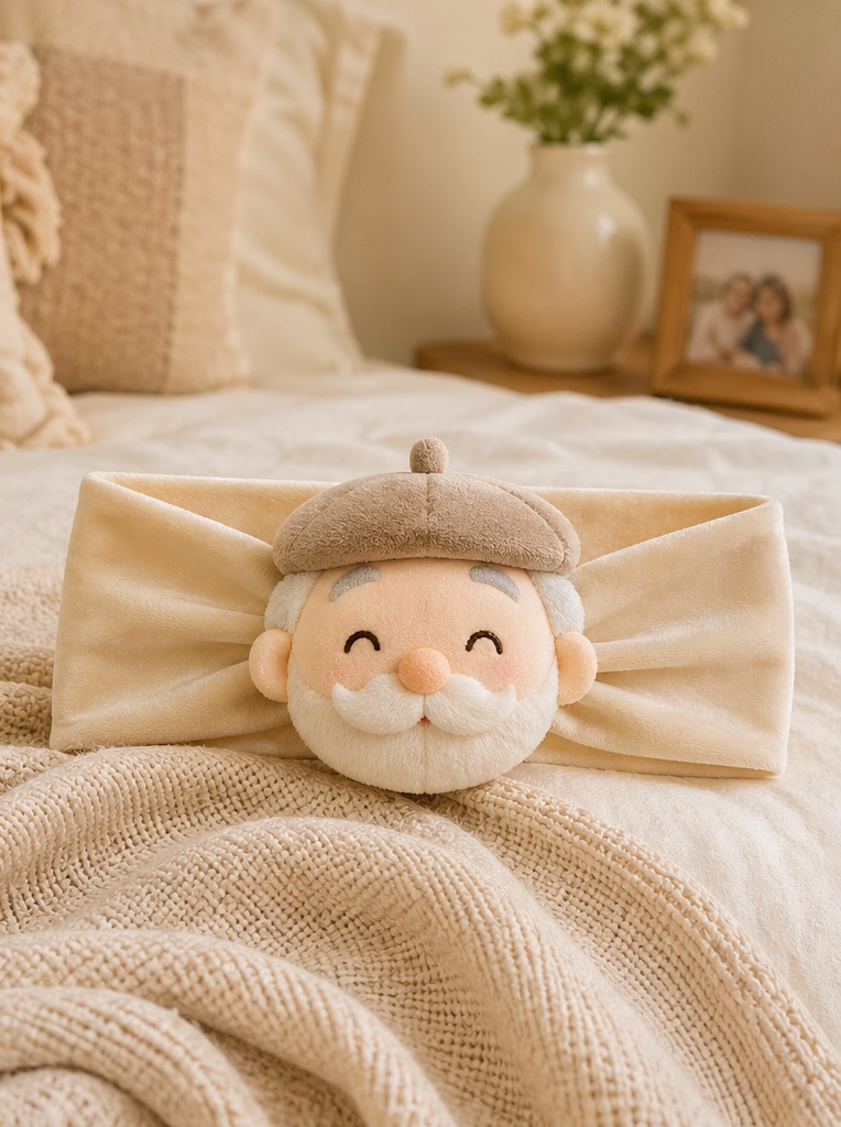 OEM Plush Doll Baby Headband for Boutiques – Soft Elderly Character Design with Custom Colors