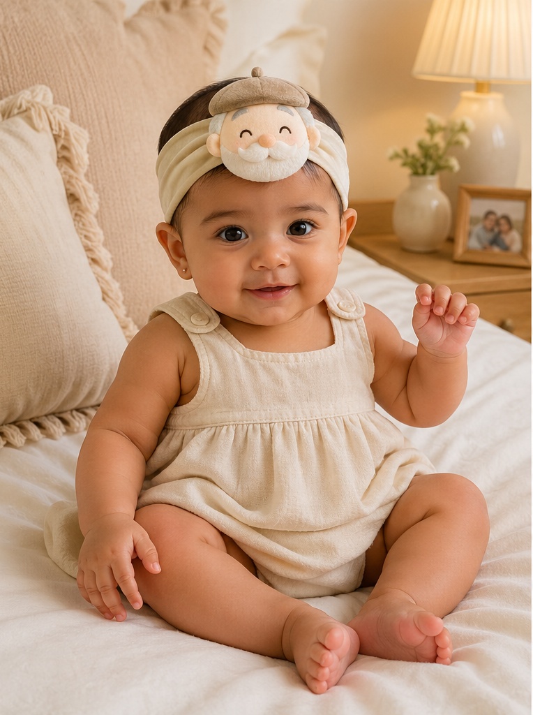 OEM Plush Doll Baby Headband for Boutiques – Soft Elderly Character Design with Custom Colors