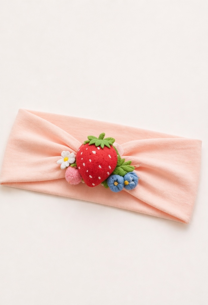 Blush Pink Strawberry Floral Baby Headband - OEM ODM Wholesale Private Label