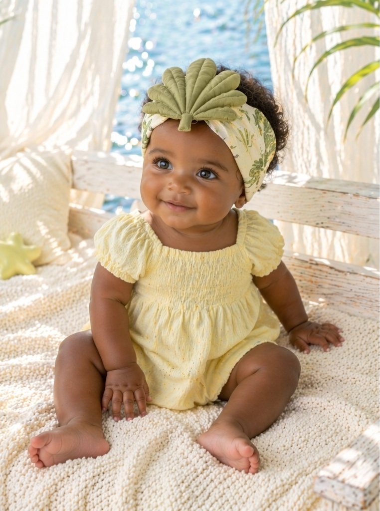 Faixa de cabelo para bebê com flor e folhas de pelúcia – pontos que os clientes B2B valorizam
