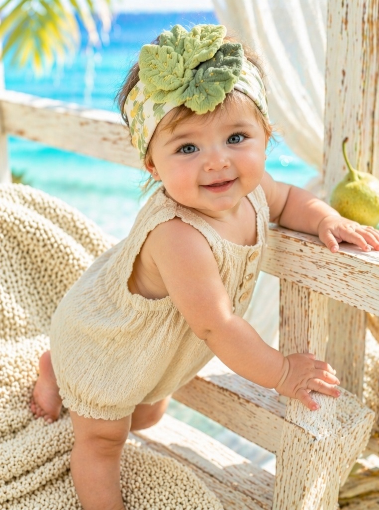 Premium Botanical Baby Plush Doll Headband with Layered Leaves for High-Value Retail Collections