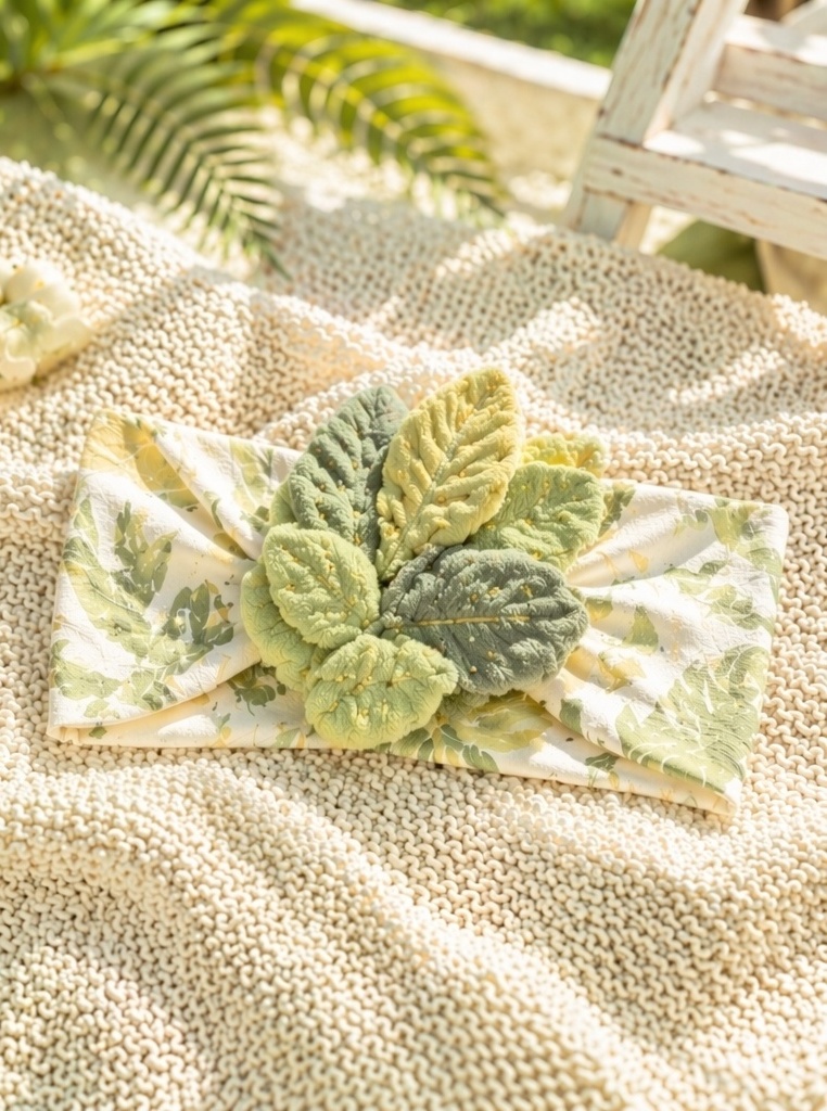 Premium Botanical Baby Plush Doll Headband with Layered Leaves for High-Value Retail Collections
