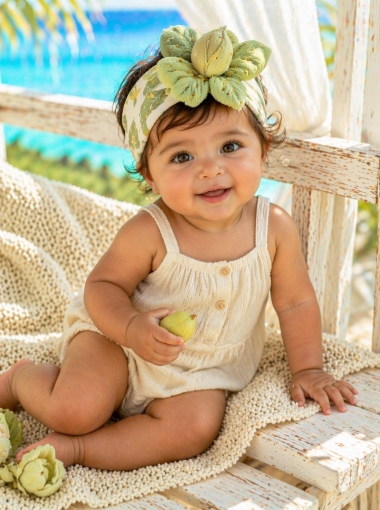 Giftable Baby Plush Doll Headband with Elegant Bud Accent for Boutique Babywear Buyers