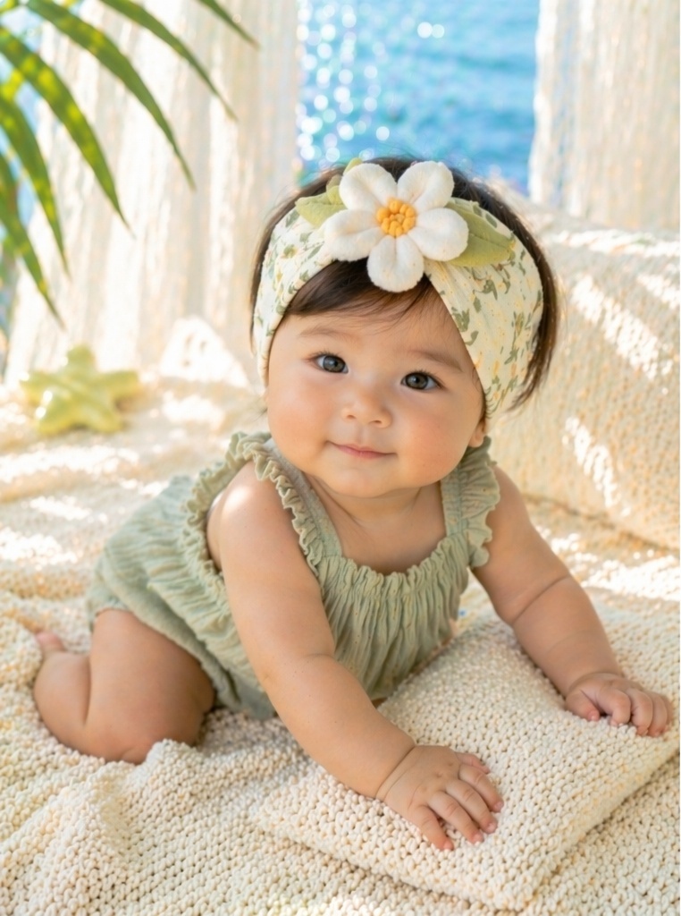 Boutique Favorite Baby Plush Doll Headband with Soft Daisy Flower for Sweet Baby Gift Collections