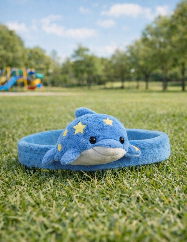 Blue Dolphin Plush Baby Headband – Starry Ocean Style Infant Hairband