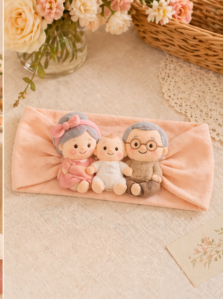 Custom Grandparents & Baby Plush Headband for Boutique Gifts and Newborn Photo Collections