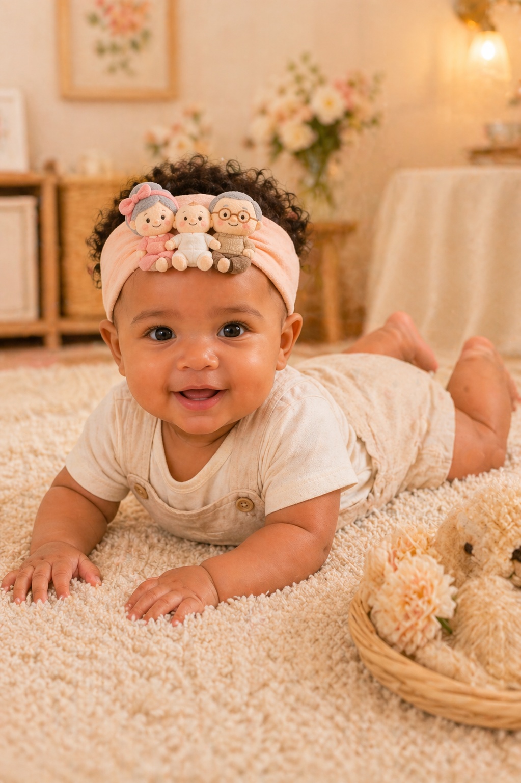 Custom Grandparents & Baby Plush Headband for Boutique Gifts and Newborn Photo Collections