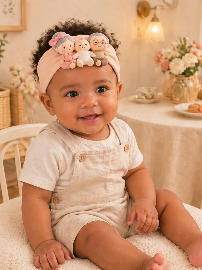 Custom Grandparents & Baby Plush Headband for Boutique Gifts and Newborn Photo Collections