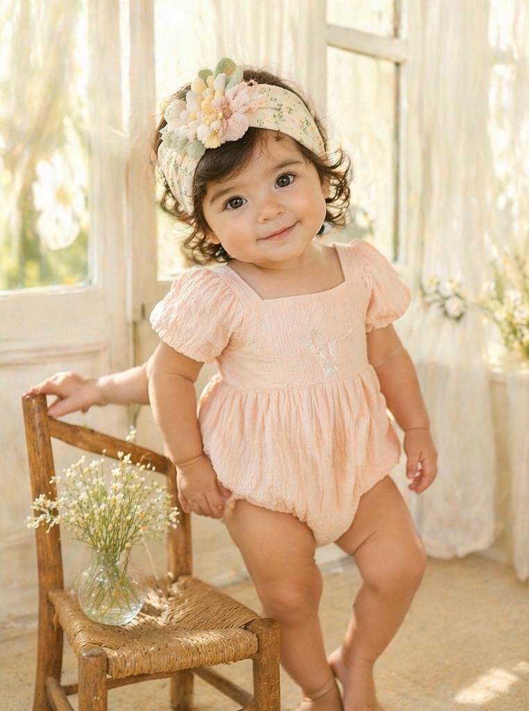 Boutique-Ready Pastel Floral Baby Plush Doll Headband for Spring Gift Collections