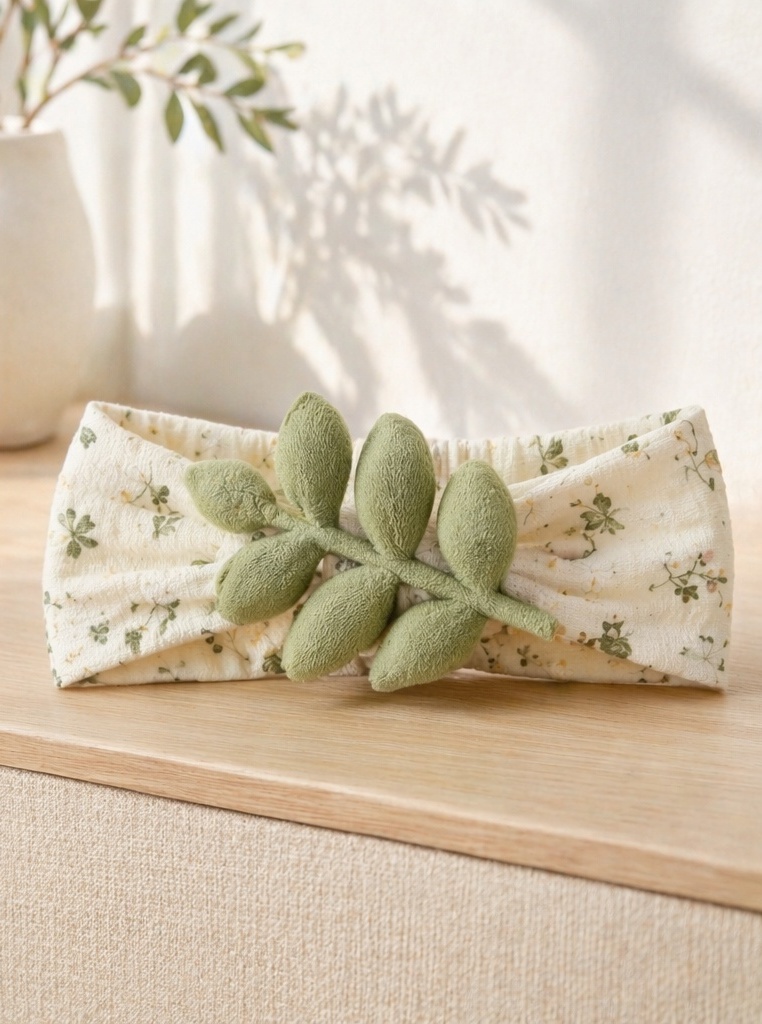 Soft Eucalyptus Leaf Baby Plush Doll Headband for Nature-Inspired Boutique Displays