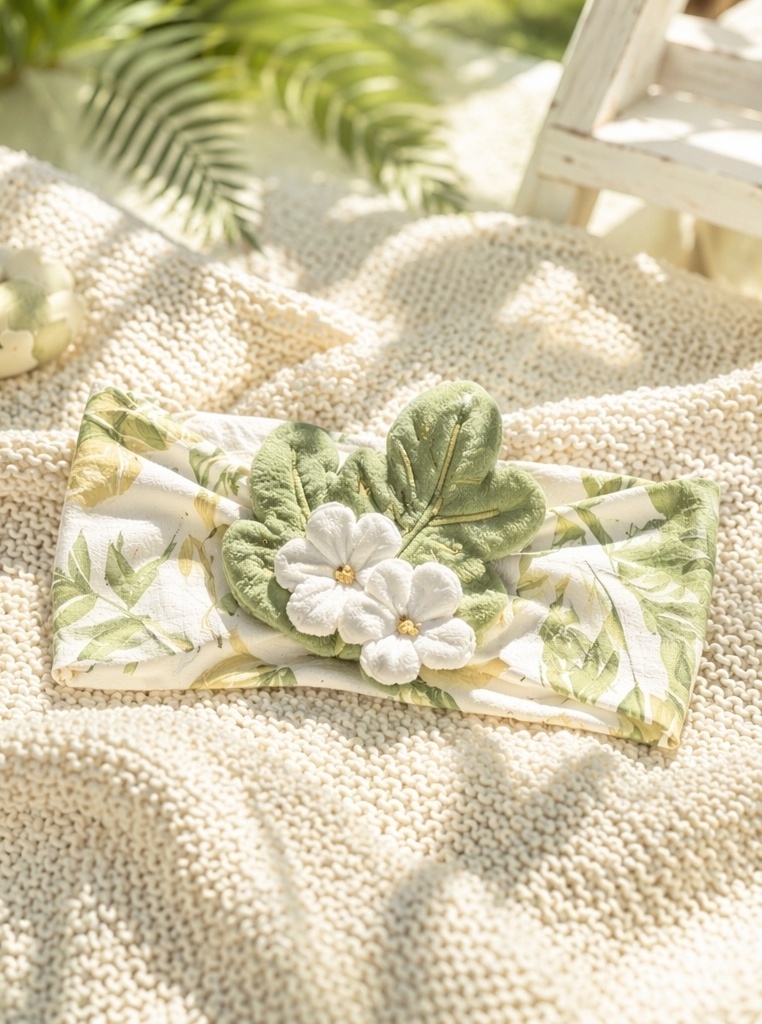 Photo-Ready Tropical Floral Baby Plush Doll Headband for Premium Baby Boutique Collections