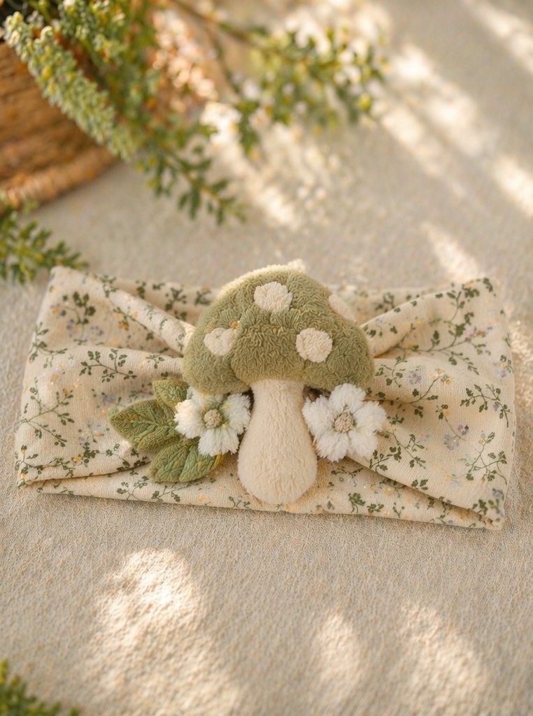 Whimsical Mushroom Baby Plush Doll Headband for Storybook-Themed Retail Collections