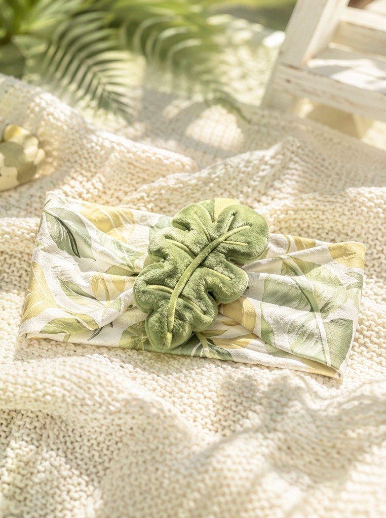 Tropical Monstera Baby Plush Doll Headband for Resort-Inspired Baby Accessory Collections