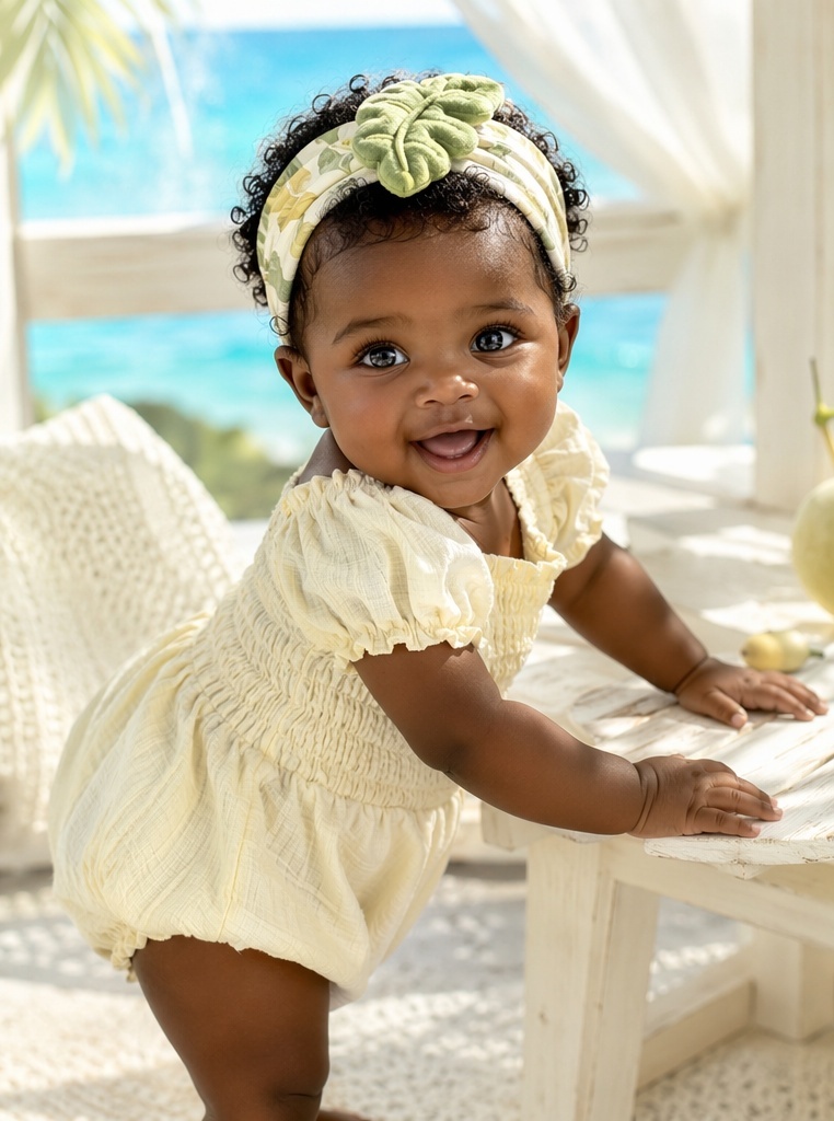 Tropical Monstera Baby Plush Doll Headband for Resort-Inspired Baby Accessory Collections