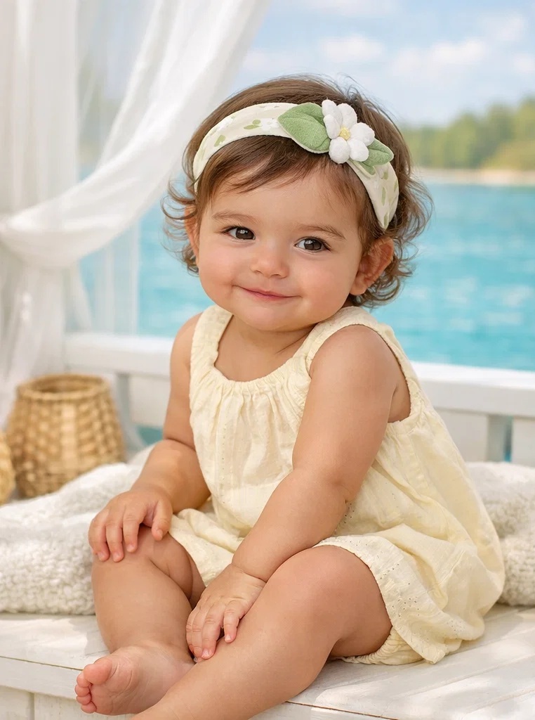 Bandeau bébé à marguerite amovible pensé pour l’achat boutique B2B