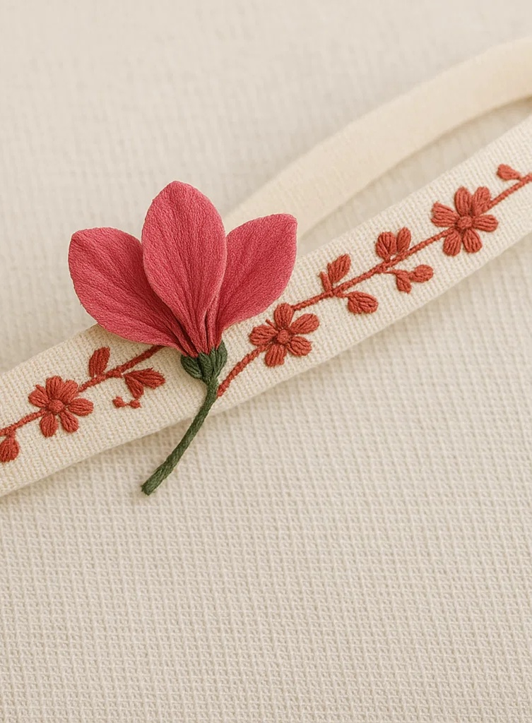 Handmade Embroidered Floral Baby Headband - Sakura Petal Design