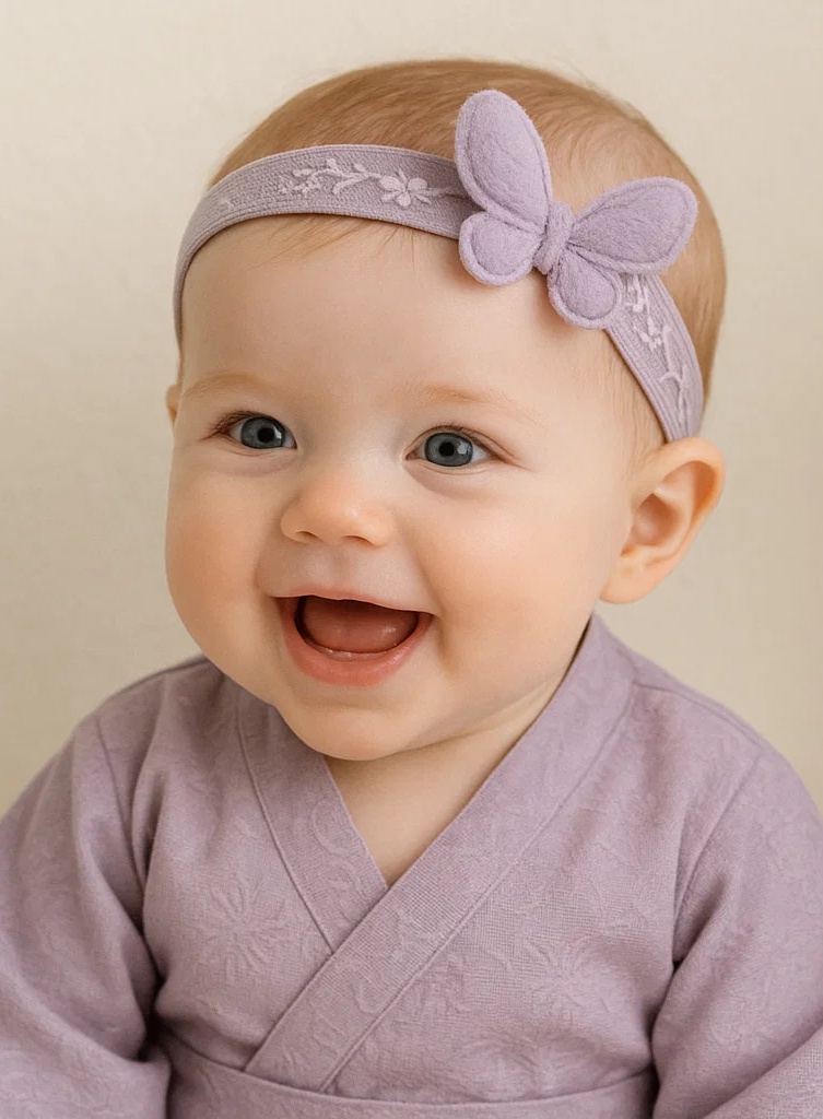 Lavender Butterfly Baby Headband – Soft Embroidered Plush