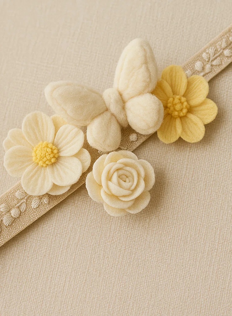 Cream Garden Butterfly Baby Headband