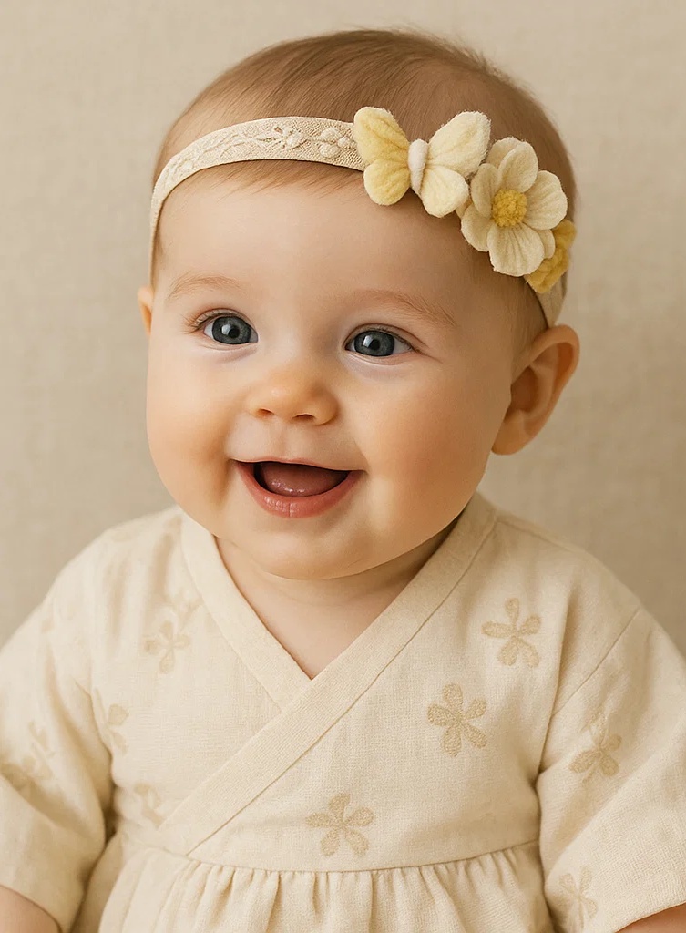Cream Garden Butterfly Baby Headband
