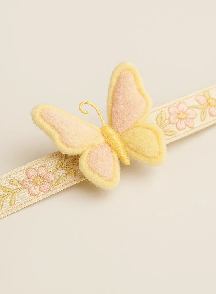 Handmade Yellow Butterfly Baby Headband - Soft & Adjustable for Infants