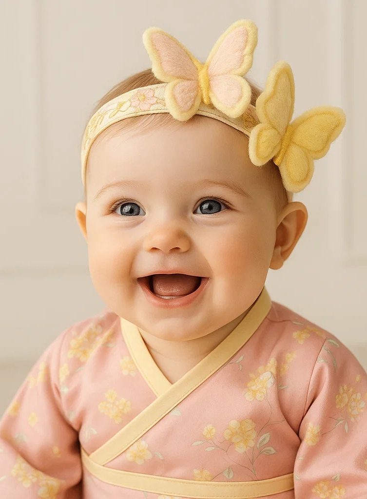 Handmade Yellow Butterfly Baby Headband - Soft & Adjustable for Infants