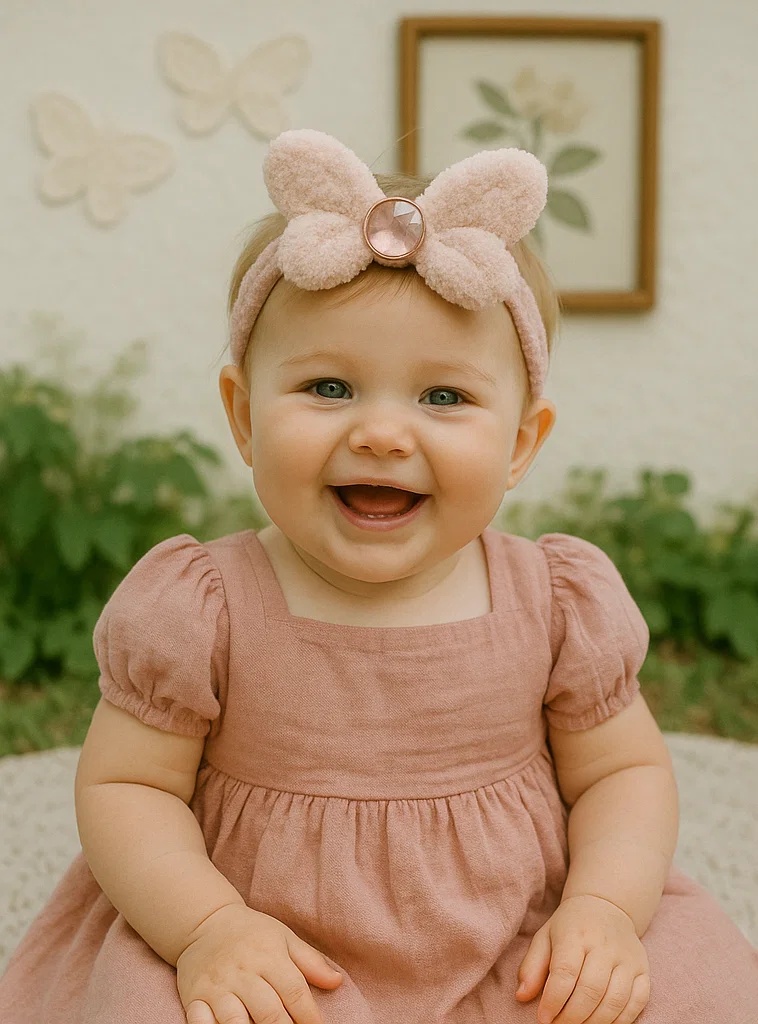 Diadema de bebé de peluche desmontable con mariposa - Suave, cómoda y elegante para bebés