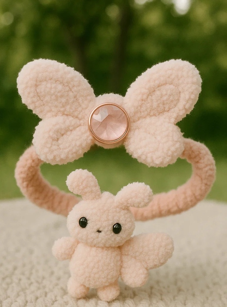 Diadema de bebé de peluche desmontable con mariposa - Suave, cómoda y elegante para bebés
