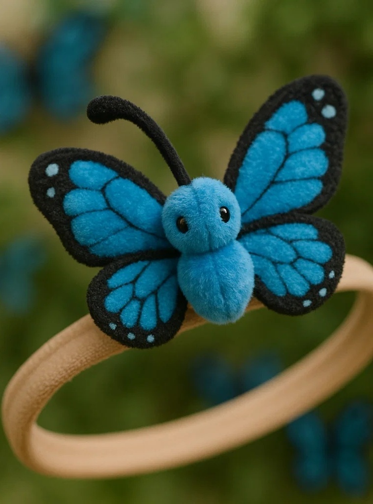 Faixa de cabeça de bebê de pelúcia removível com borboleta - Macia, confortável e estilosa para bebês