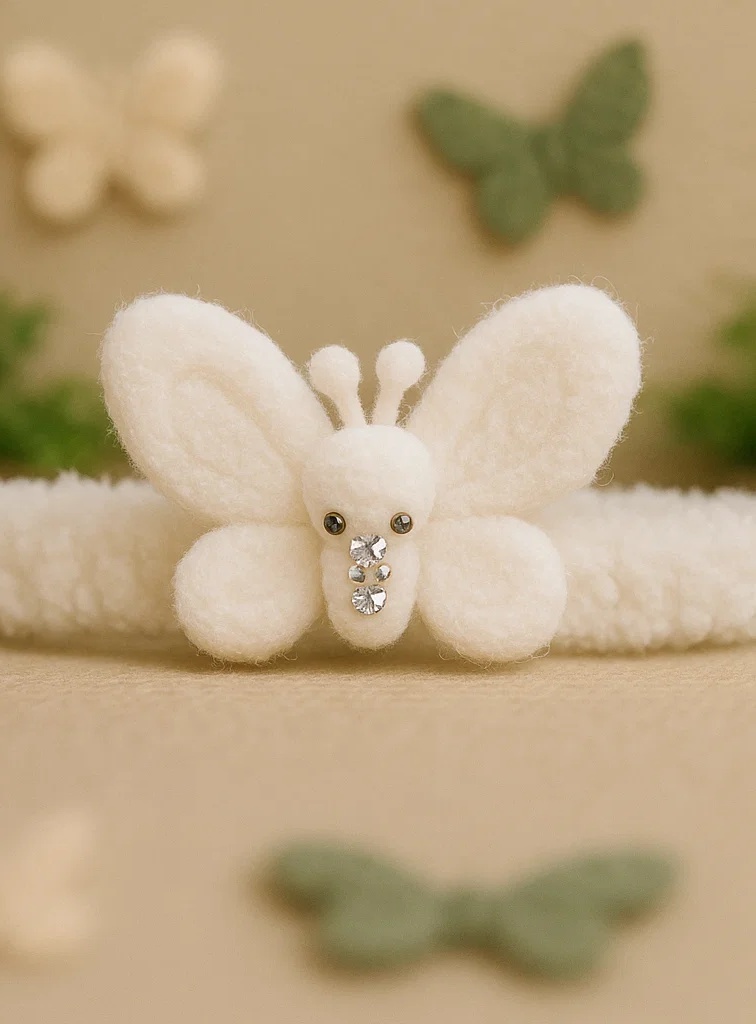White Butterfly Baby Headband with Crystal Accents | Elegant Baby Fashion Accessory