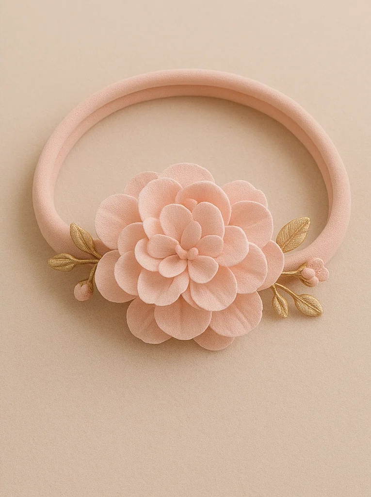 Elegant Pink Floral Baby Headband – Soft Elastic Hair Accessory